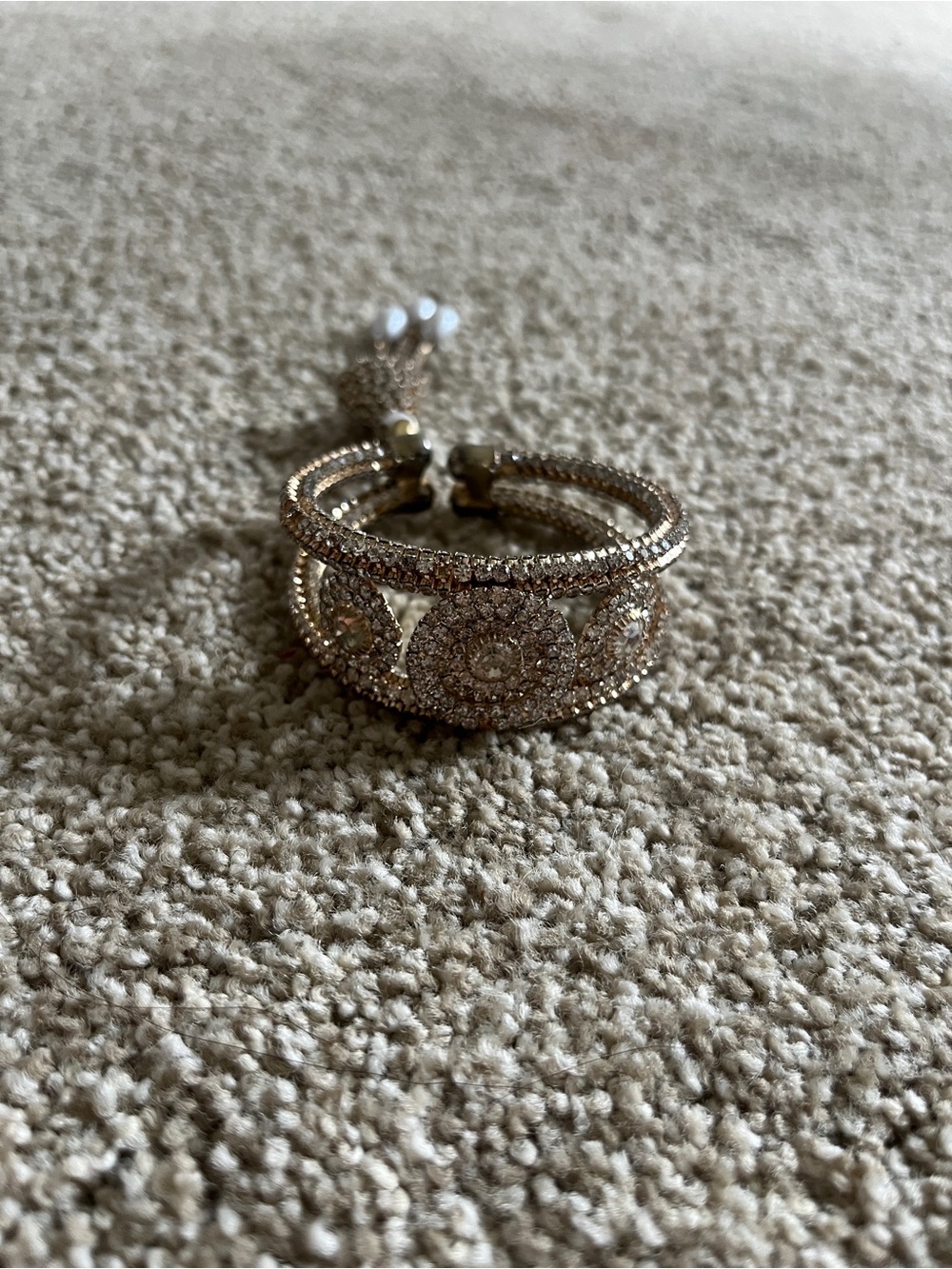 Crystal Pavé Rose Gold and silver Tone Adjustable Cuff Bracelet